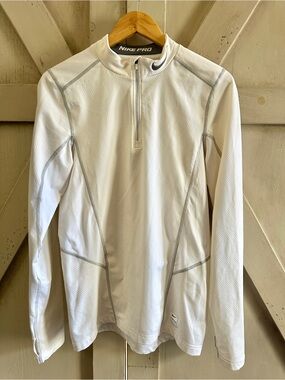 Nike Pro Dri-FIT Women’s White 1/4 Zip Compression Training Top Small